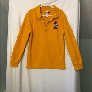 Janie and Jack x Disney Mustard Polo with Embroidered Mickey Mouse size 6